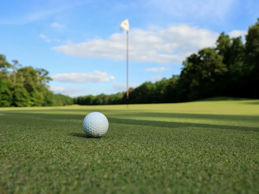 Golf ball on green