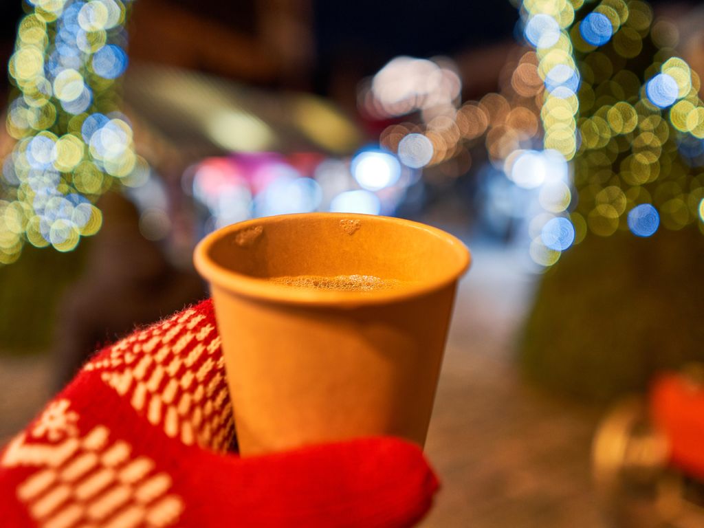 Cup of mulled wine at Christmas market