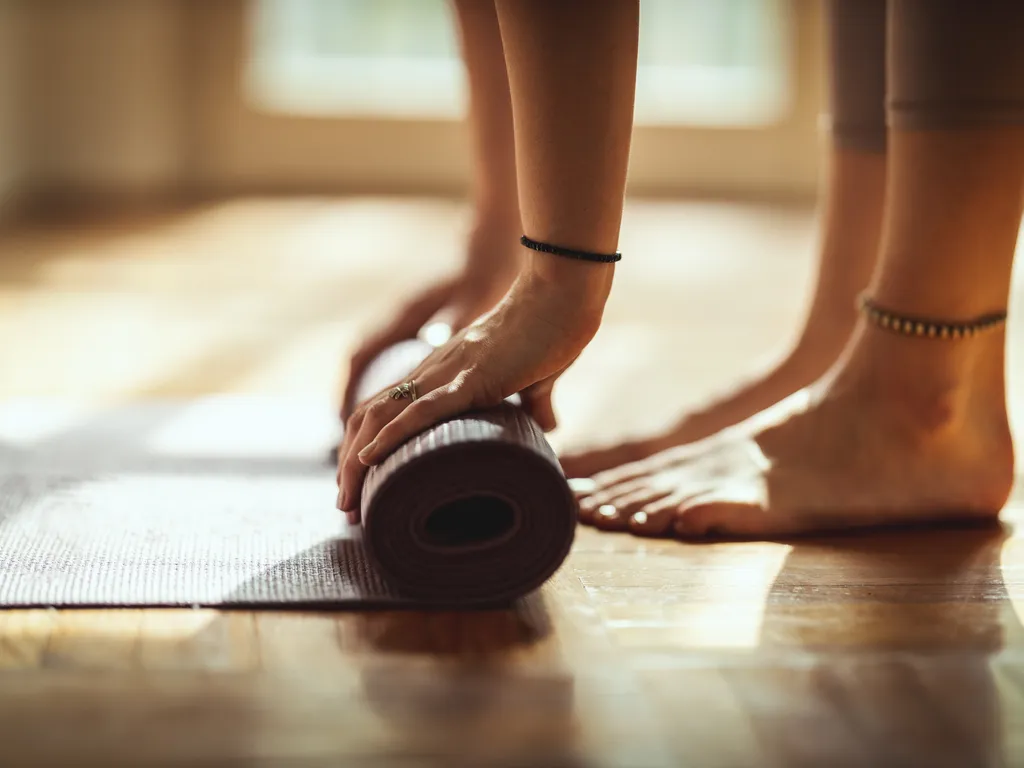 Woman preparing to doing yoga