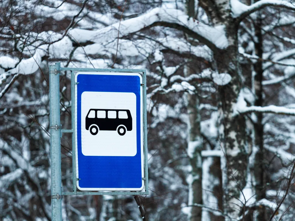 Busstop in ski area in Salzburgerland, Austria